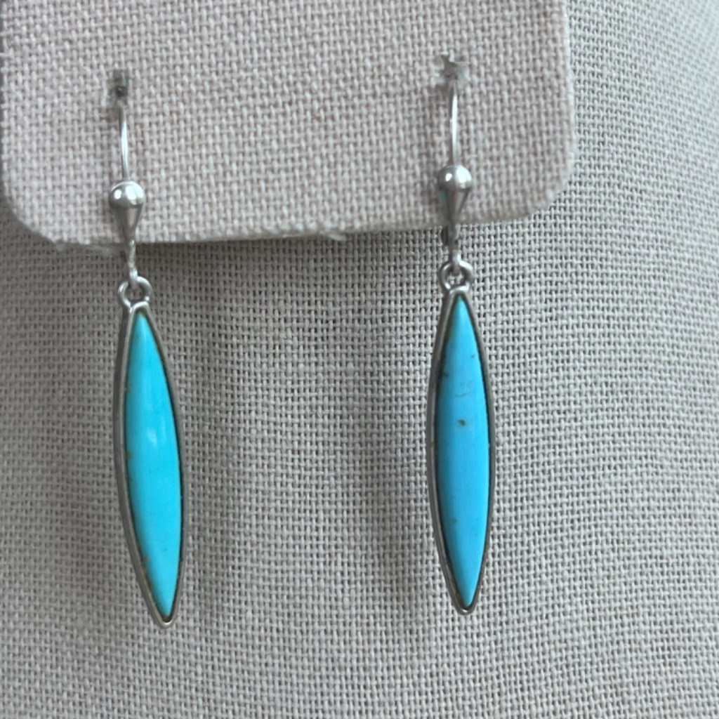 Vintage Carolyn Pollack Relios Oblong Slivers Of Turquoise Encased In Sterling